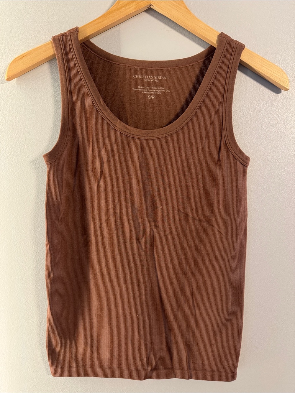 Christian Siriano Chocolate Ribbed Scoop Neck Tank